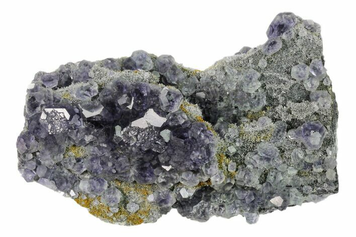 Purple Cuboctahedral Fluorite Crystals on Quartz - China #161838